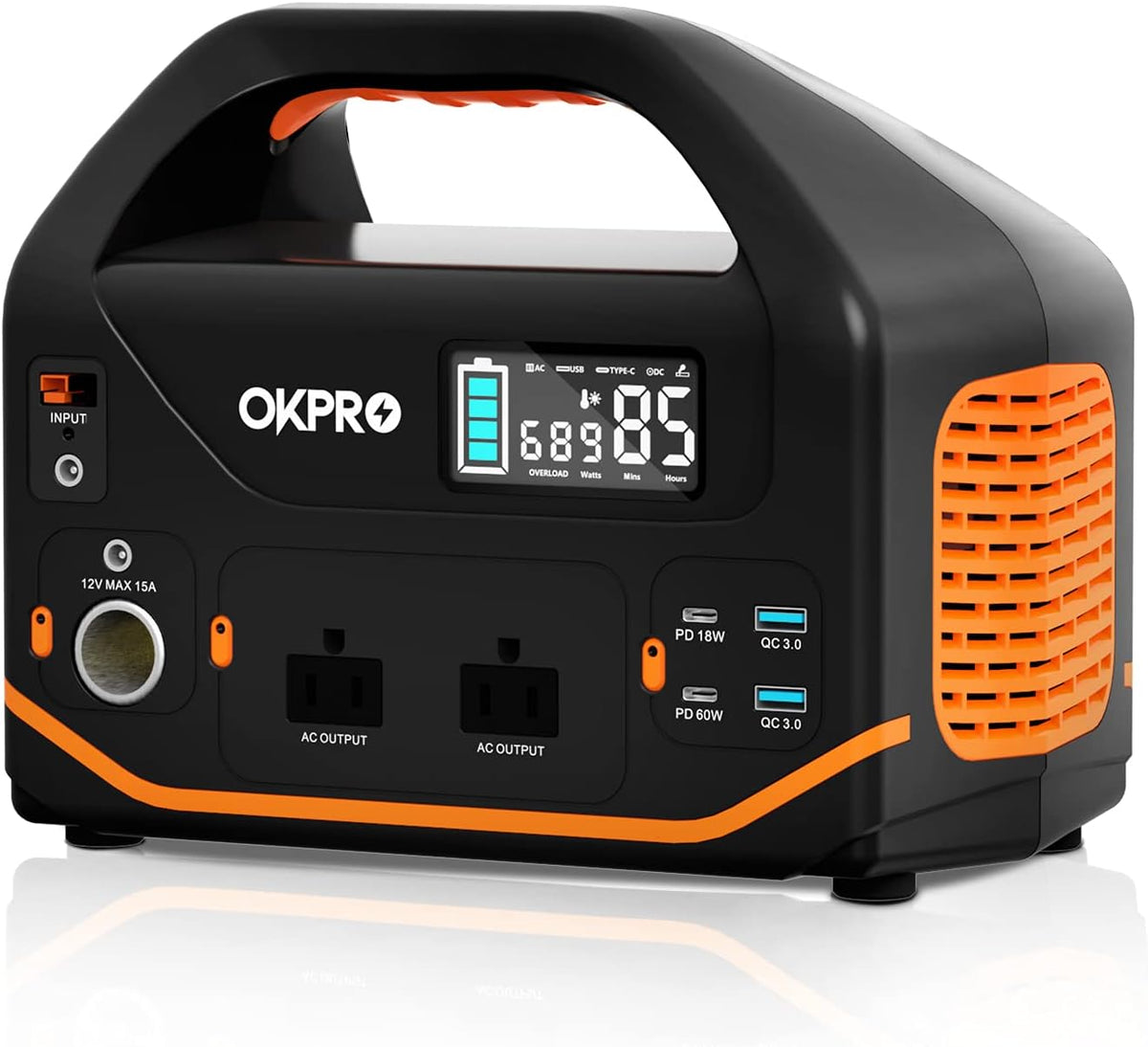 Portable Power Station 555Wh Solar Generator with 2x110V/500W AC Outlets F876