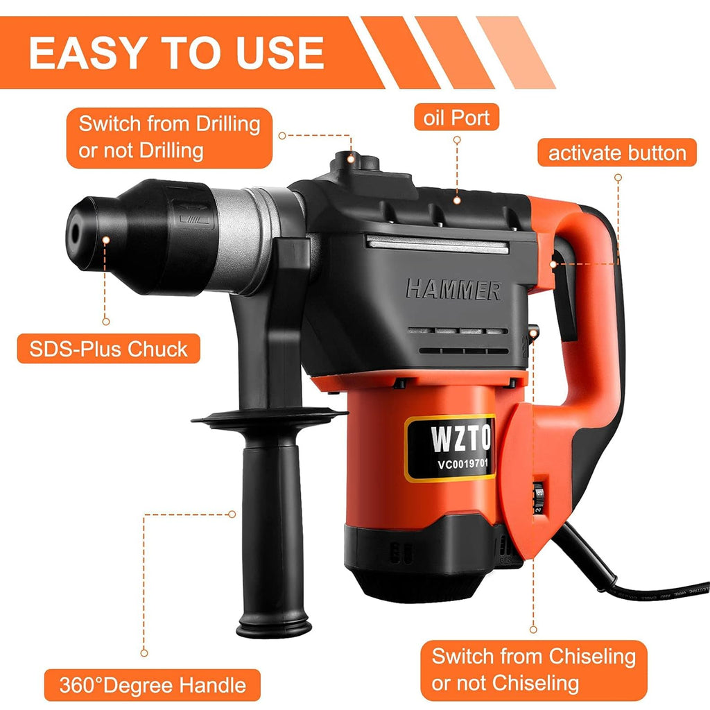 1-1/4 Inch SDS-Plus Heavy Duty Rotary Hammer Drill with Case K9947