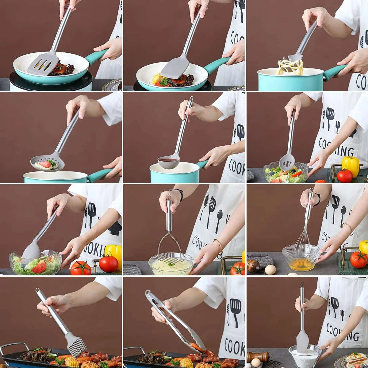 38 Pieces Silicone Kitchen Utensils Set With Stainless Steel Utensil Holder N7235
