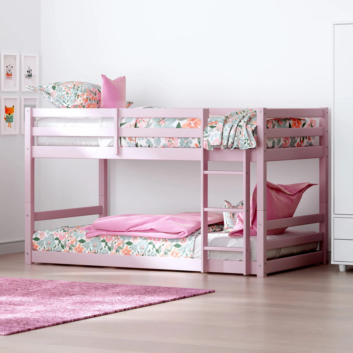 Black Wood Twin Over Twin Convertible Bunk Bed Y3054