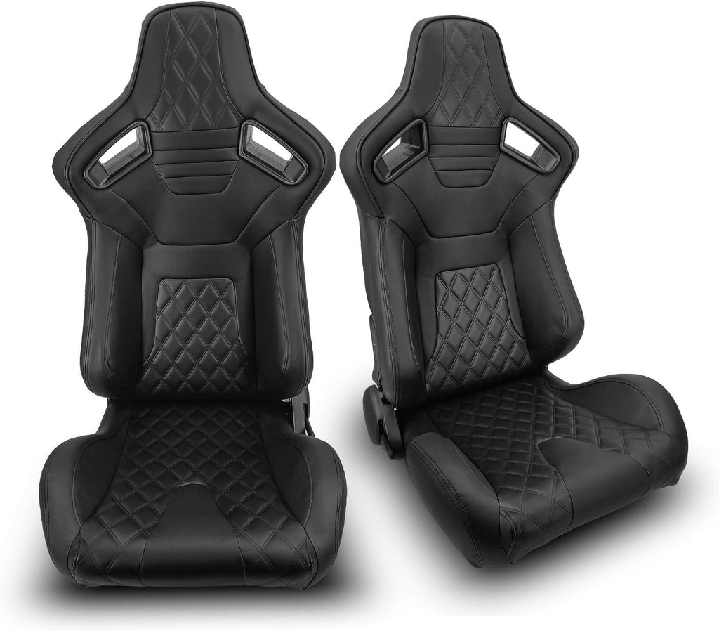 1 Pair Black PVC Racing Bucket Seats Q98992