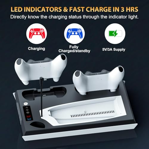 PS5 Slim Cooling Station with Dual Controller Charging Station, Black S6905