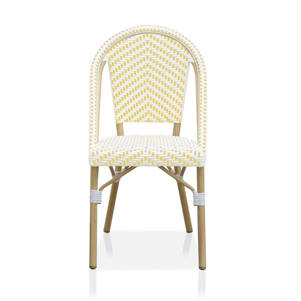 Natural Tone Patio Bistro Chairs (Set of 2) - Blue & White X385