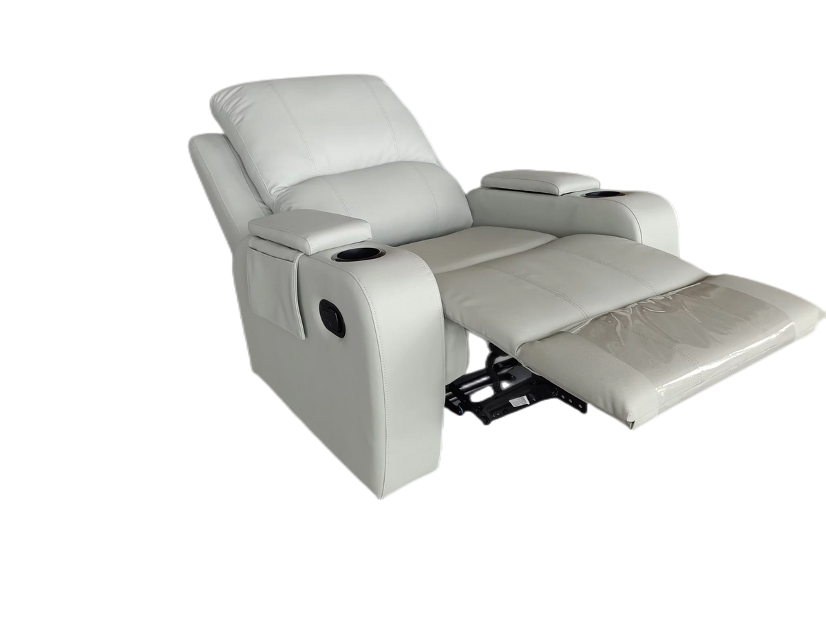 Gray PU Leather Recliner Chair with Storage T312812
