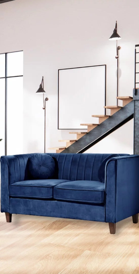 Blue Velvet Rolled Arm Loveseat F673