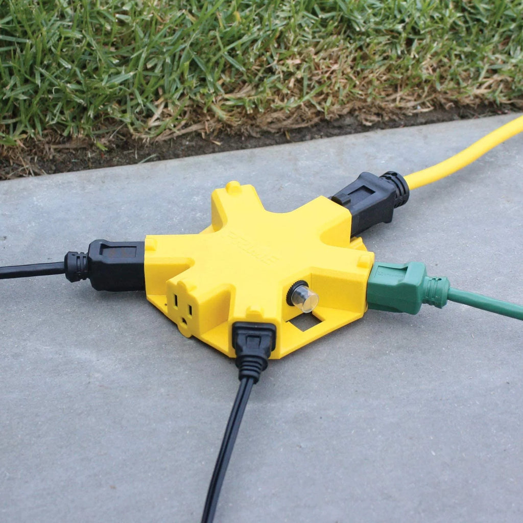 12/3 SJTW 50 ft Heavy Duty Outdoor Extension Cord & 5-Outlet Adapter Combo Y96960