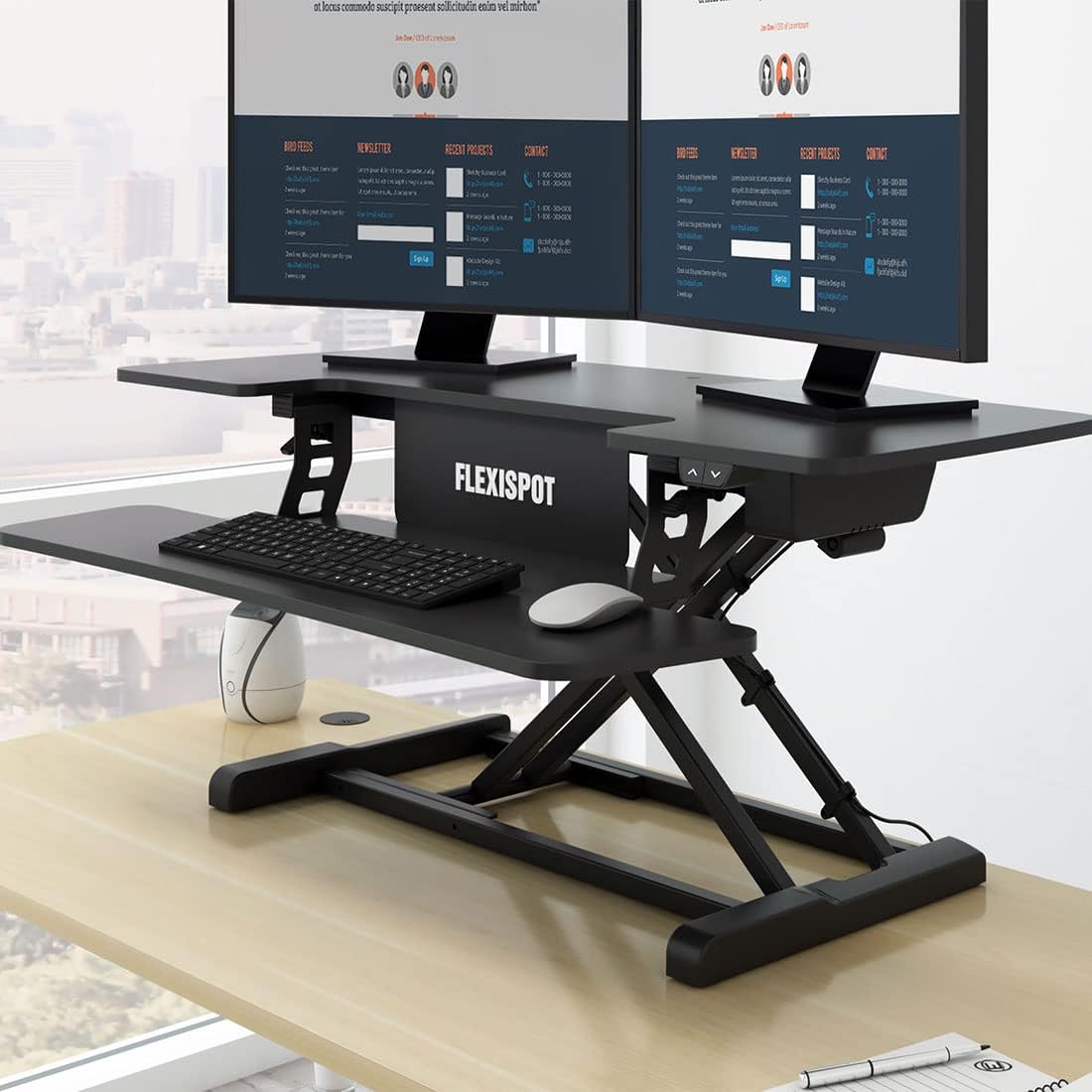 Electric Standing Desk Converter with Quick Release Keyboard Tray O33864