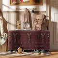Vintage Faux Leather Ottoman Bench G834386