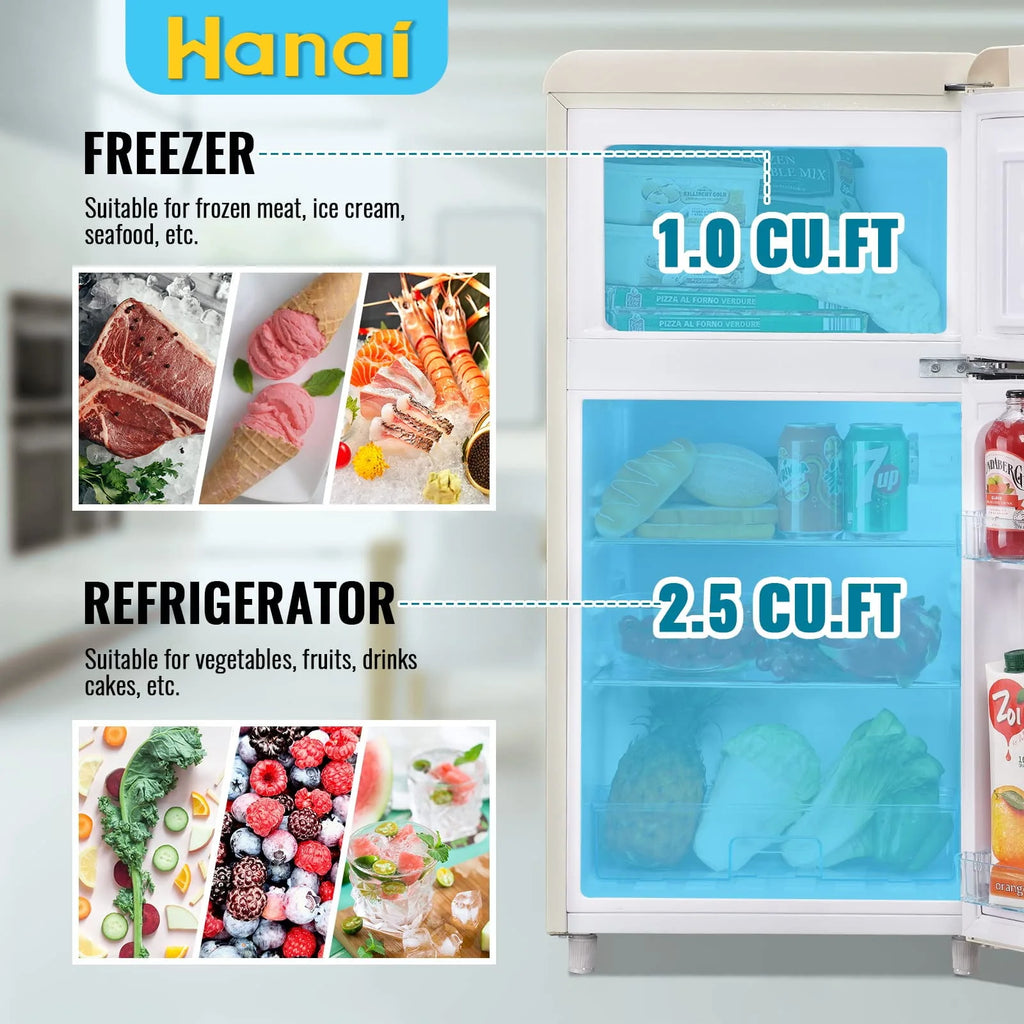 3.5 Cu.ft Retro Mini Fridge with Freezer C373