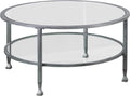 Round 2-Tier Metal Glass Coffee Table P591657