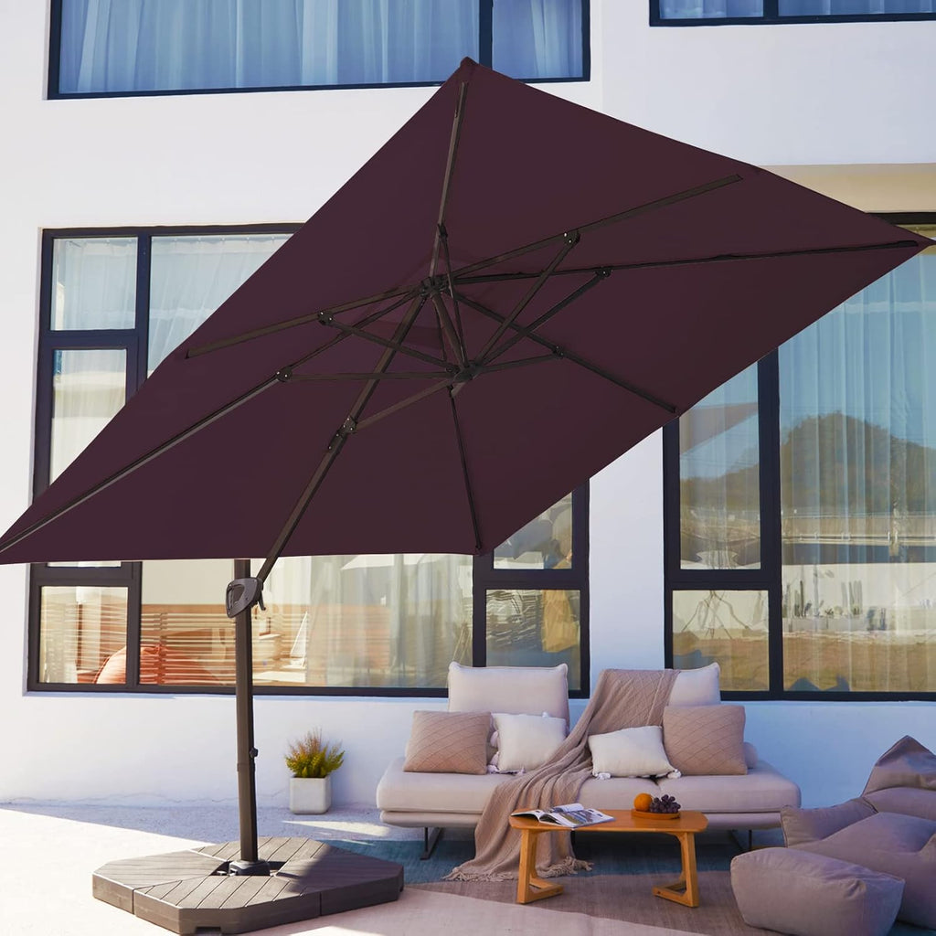Beige 9x9 FT Square Cantilever Patio Umbrella with Aluminum Frame C50068