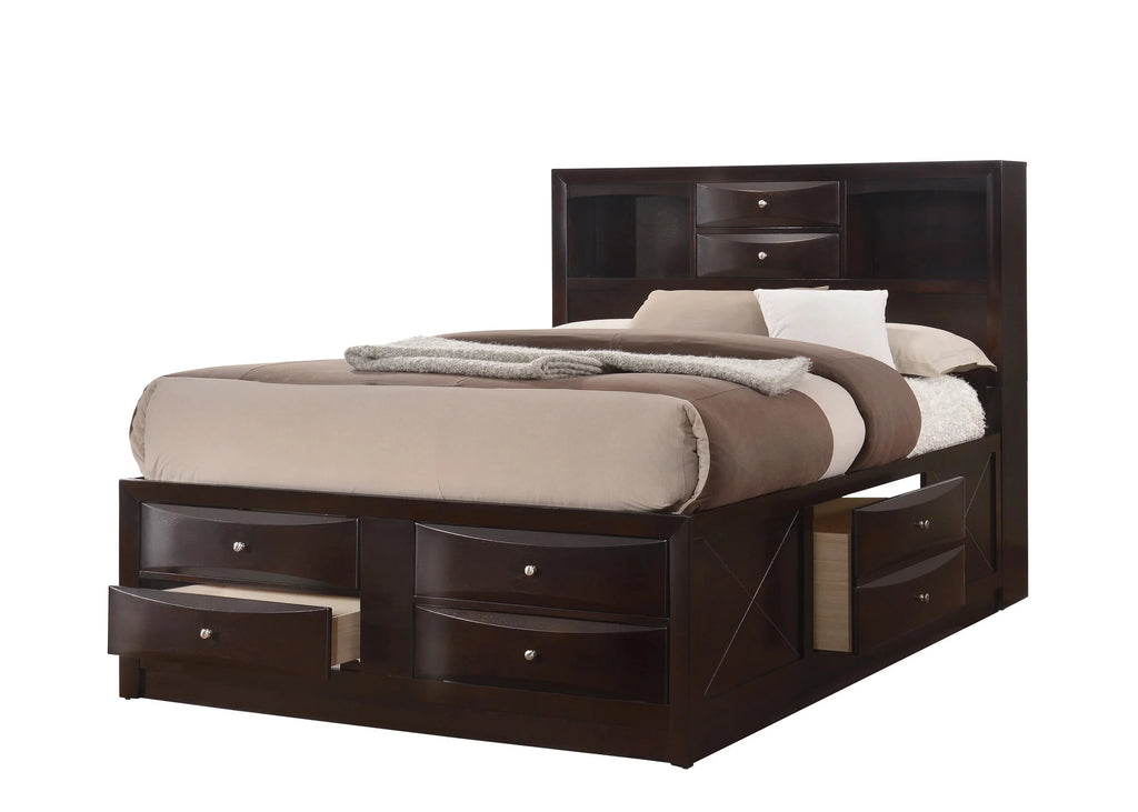 Queen Size 4pc Captains Bed Set Storage Drawers Solid Wood G49741