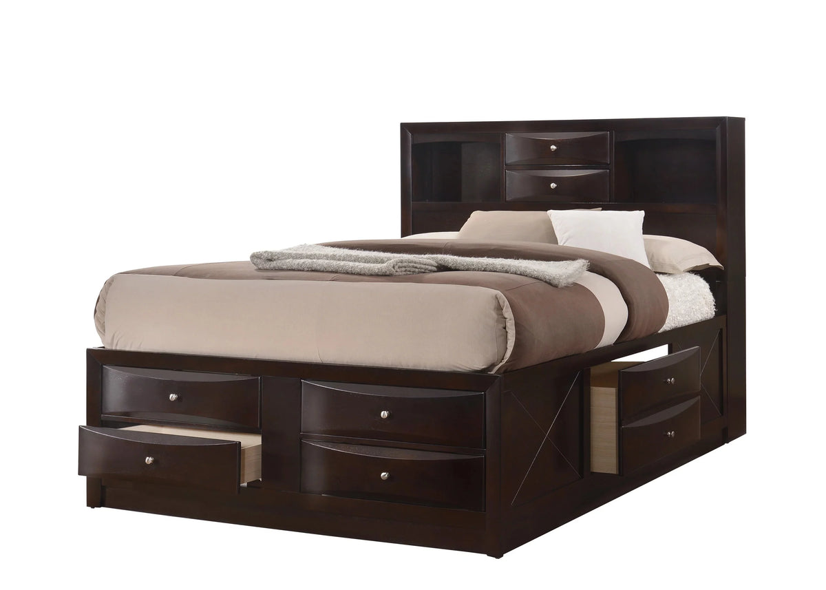 Queen Size 4pc Captains Bed Set Storage Drawers Solid Wood G49741