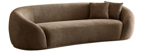Cream Curved 3-Seater Boucle Sofa K7604