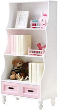 Pink Wooden Bookcase with Drawers W9771