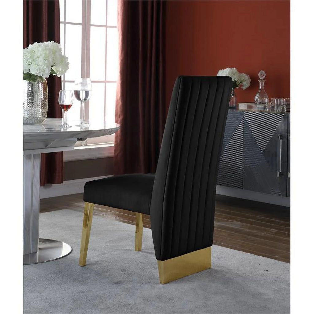 Velvet Dining Chair in Black (Set of 2) N854780