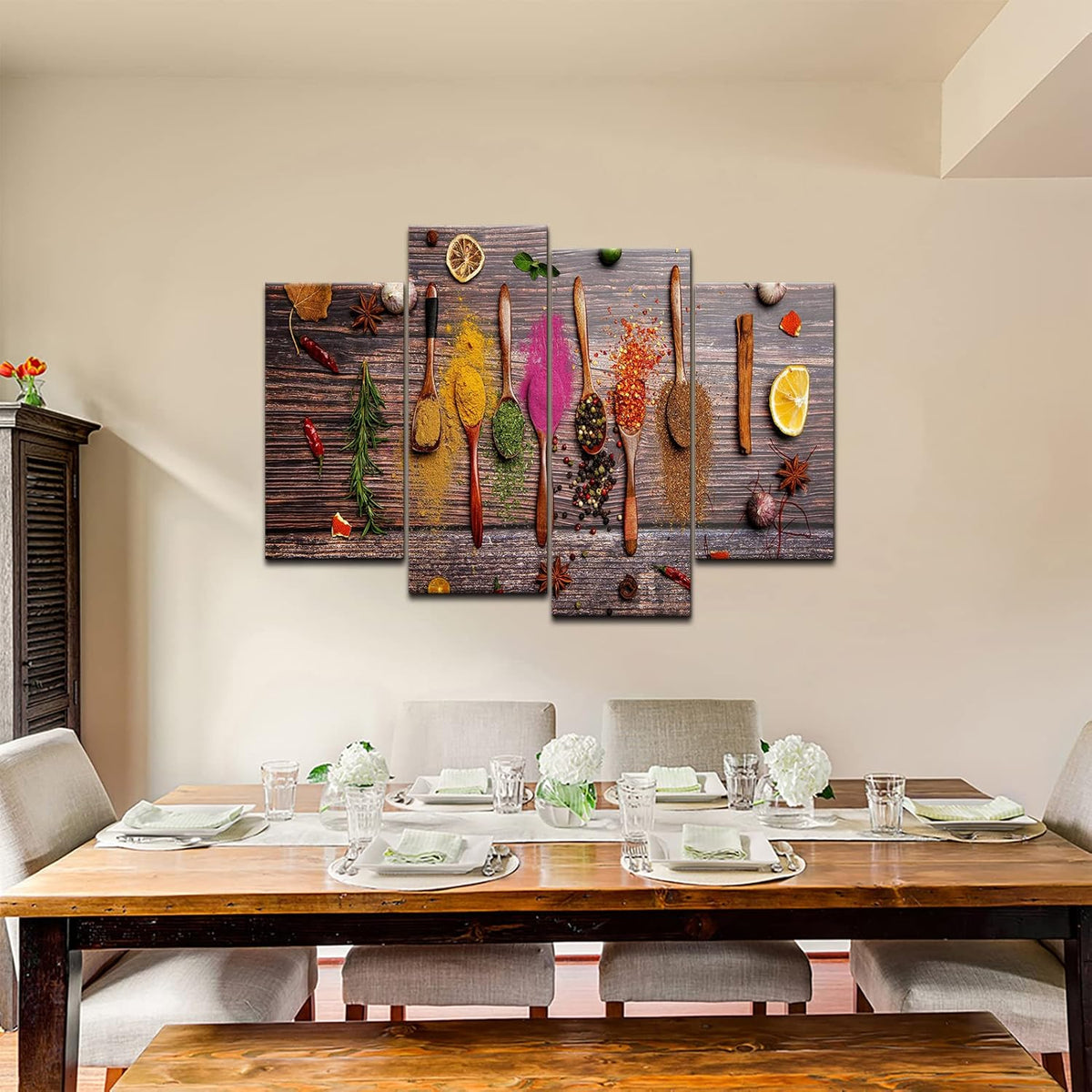 4 Pieces Framed Kitchen Canvas Wall Art O95478