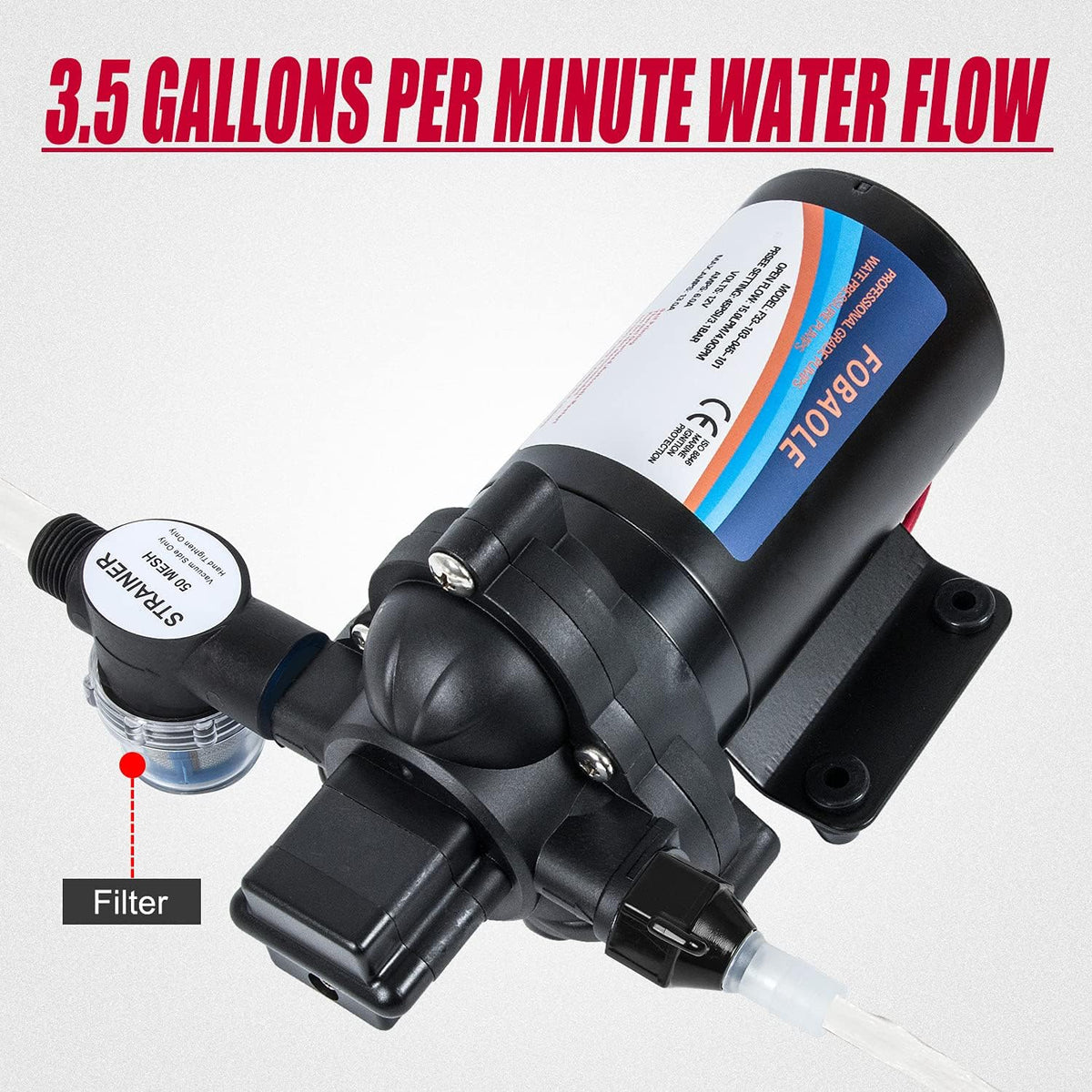 12V Fresh Water Pump with Pressure Switch 3.5 GPM 45 Psi B676