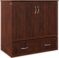 Twin XL Size Murphy Bed in Walnut Wood with Storage F124621