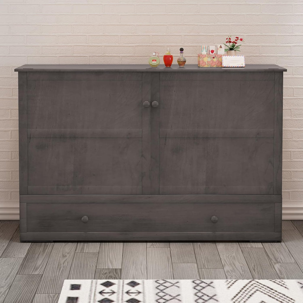 Queen Size Grey Murphy Bed with Foldable Foam Mattress H747660