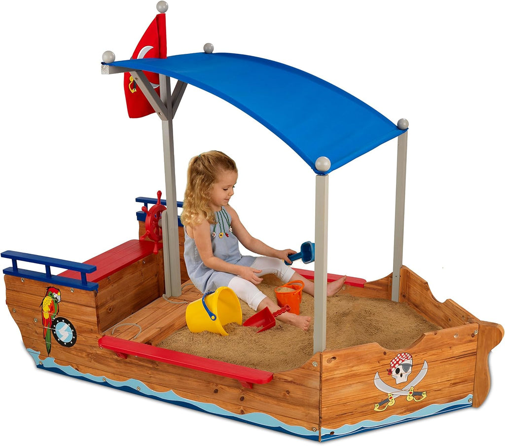 Wooden Pirate Sandbox with Canopy H97505