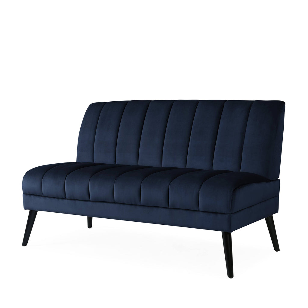 Navy Blue Velvet Armless Loveseat A677