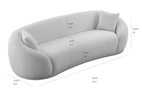 Cream Curved 3-Seater Boucle Sofa K7604