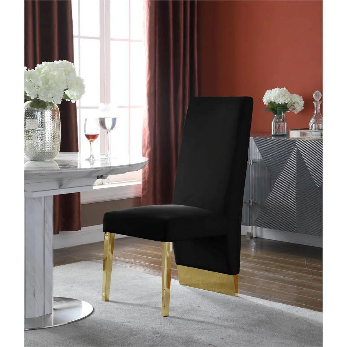 Velvet Dining Chair in Black (Set of 2) N854780