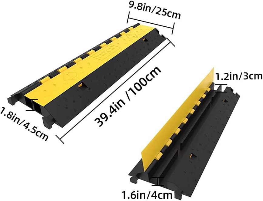 3Pack 39inch Traffic Speed Bumps Cable Protector, 11000lbs per Axle Capacity Rubber Pack of 2 J846