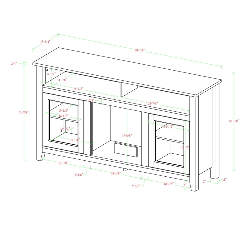 58" MDF Glass Wood TV Stand L39144