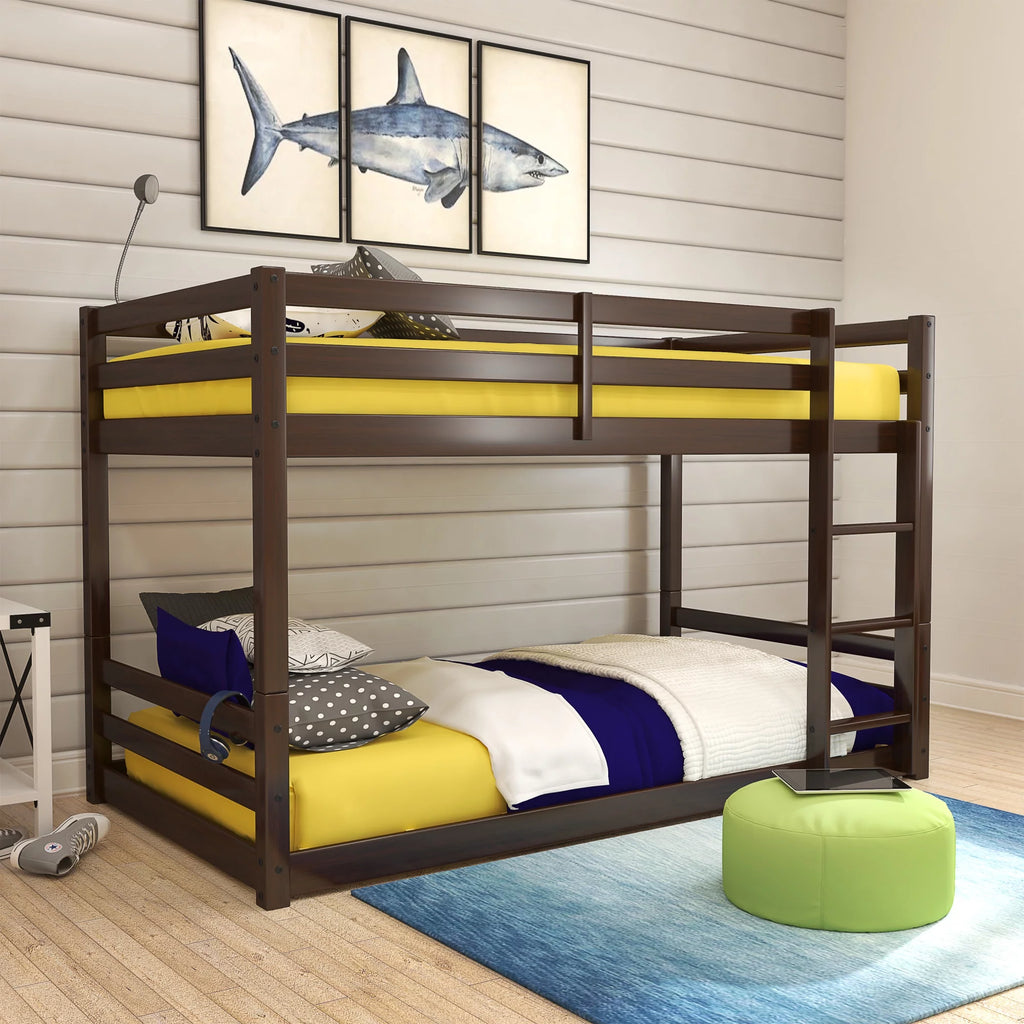 Black Wood Twin Over Twin Convertible Bunk Bed Y3054