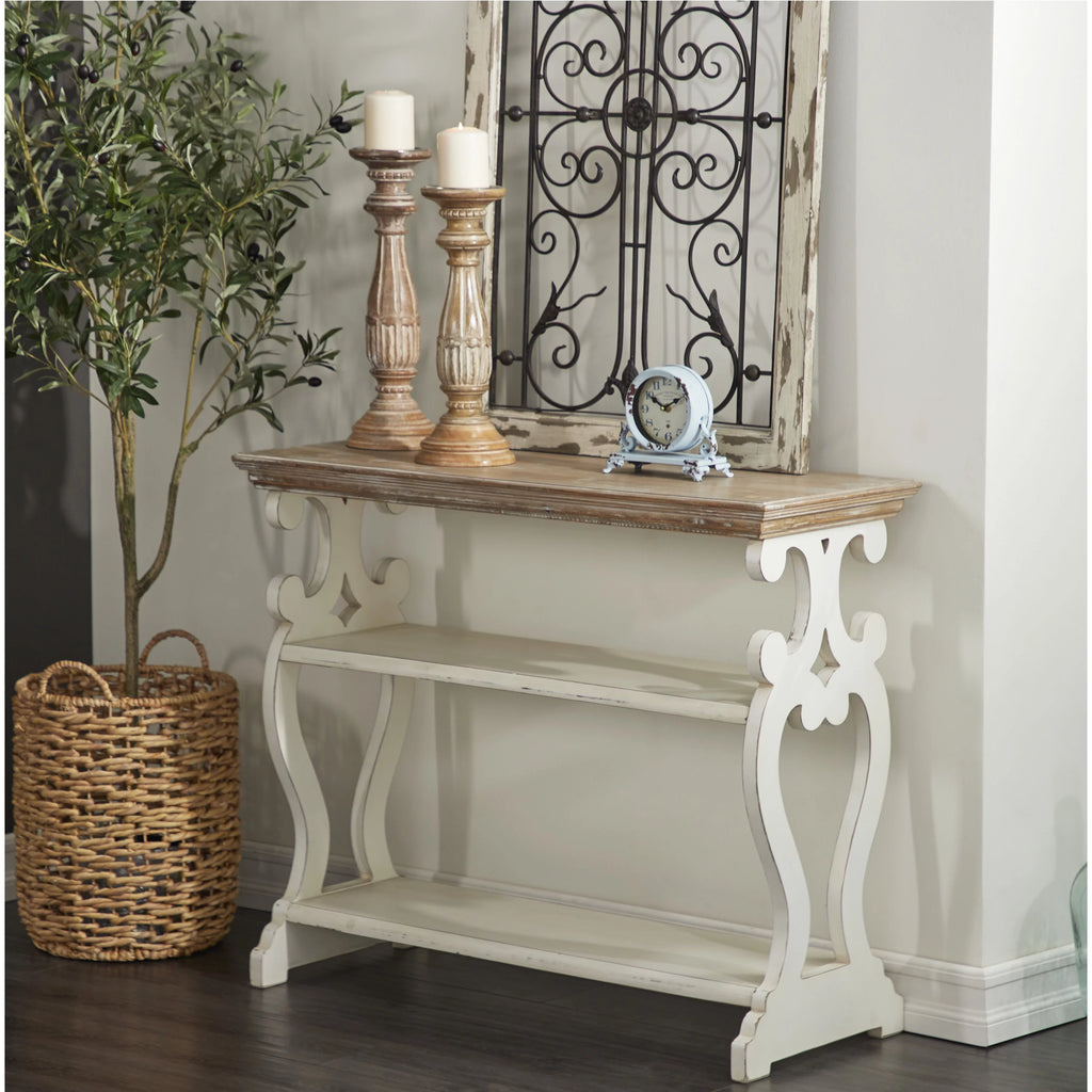 Farmhouse Decorative Console Table Ivory White 38"W V81998