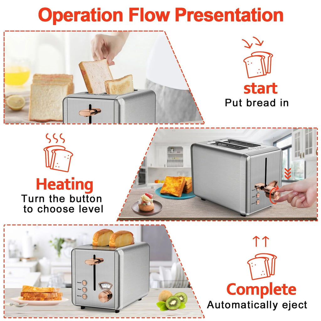 2 Slice Stainless Steel Toaster with Wide Slot T991