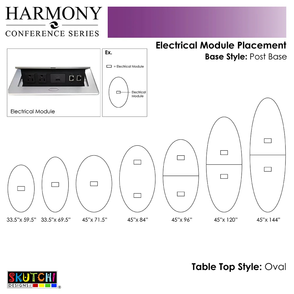 Oval Shaped Conference Room Table with Power Modules Z18719