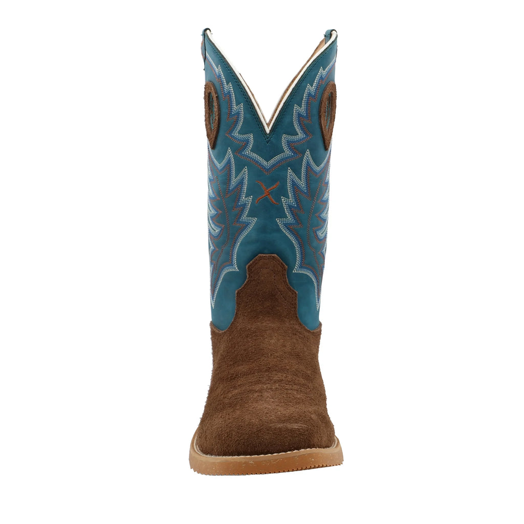 Chocolate Roughout 12in Square Toe Brown Work Boots W93599