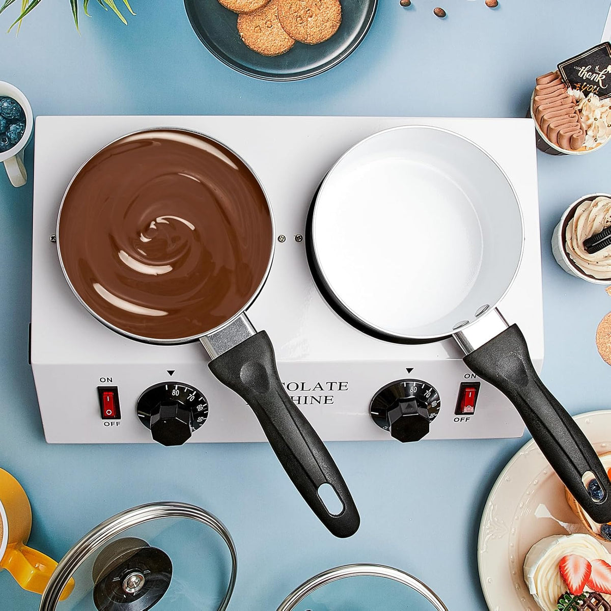 Chocolate Boiler Pot Electric Heating Chocolate Melting Tempering Machine with 1 Silicone Spatula Aluminum Boiler Y75368