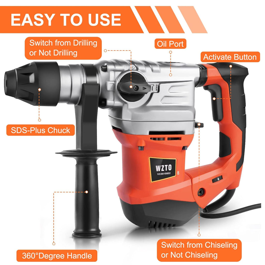 1-1/4 Inch SDS-Plus Heavy Duty Rotary Hammer Drill with Case K9947