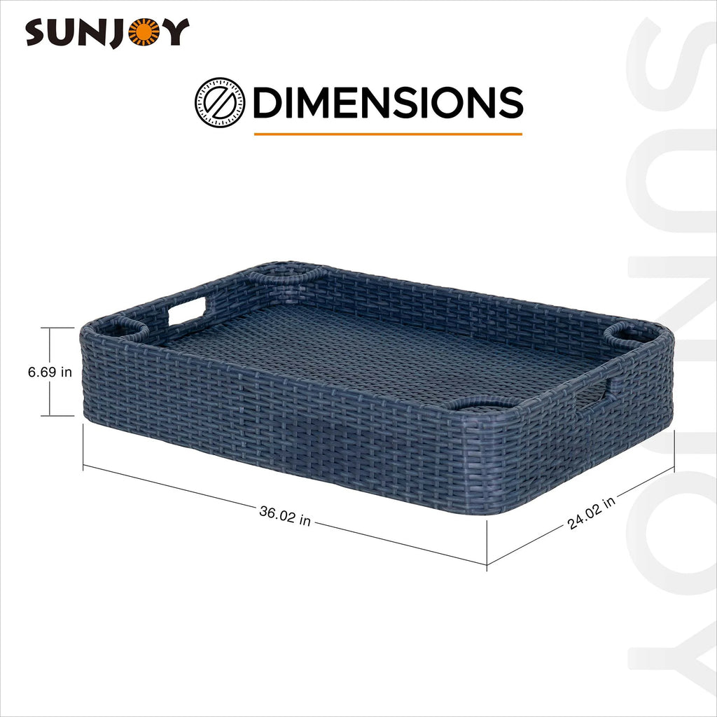 Navy Wicker Floating Pool Tray with Aluminum Frame X514
