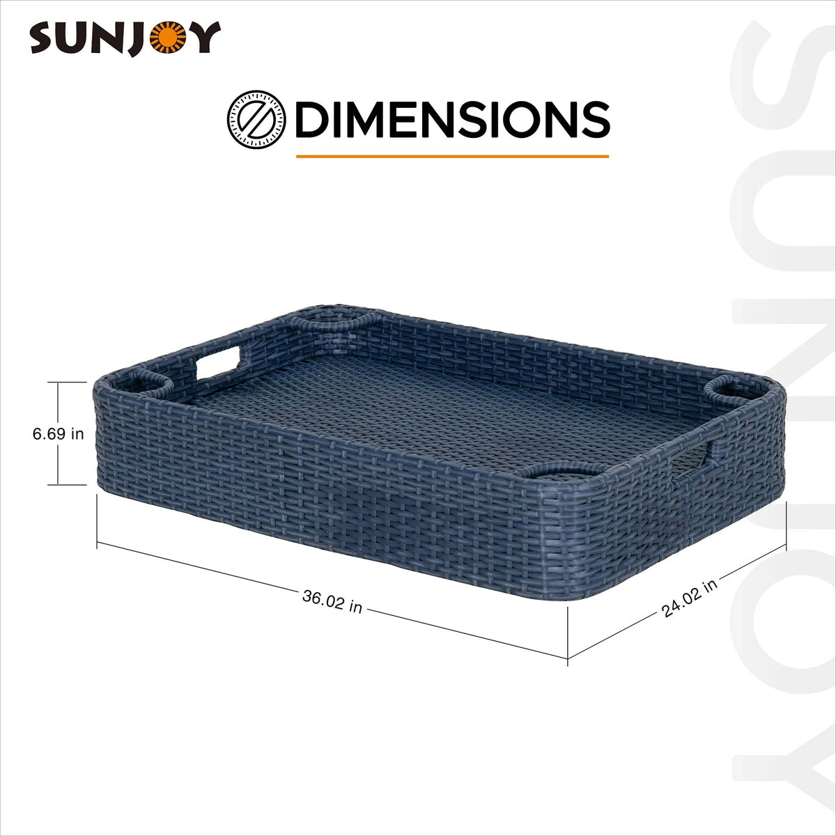 Navy Wicker Floating Pool Tray with Aluminum Frame X514