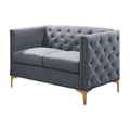 Light Gray Tufted Fabric Loveseat G95322