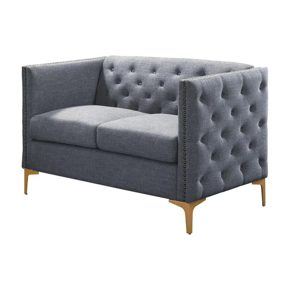 Light Gray Tufted Fabric Loveseat G95322