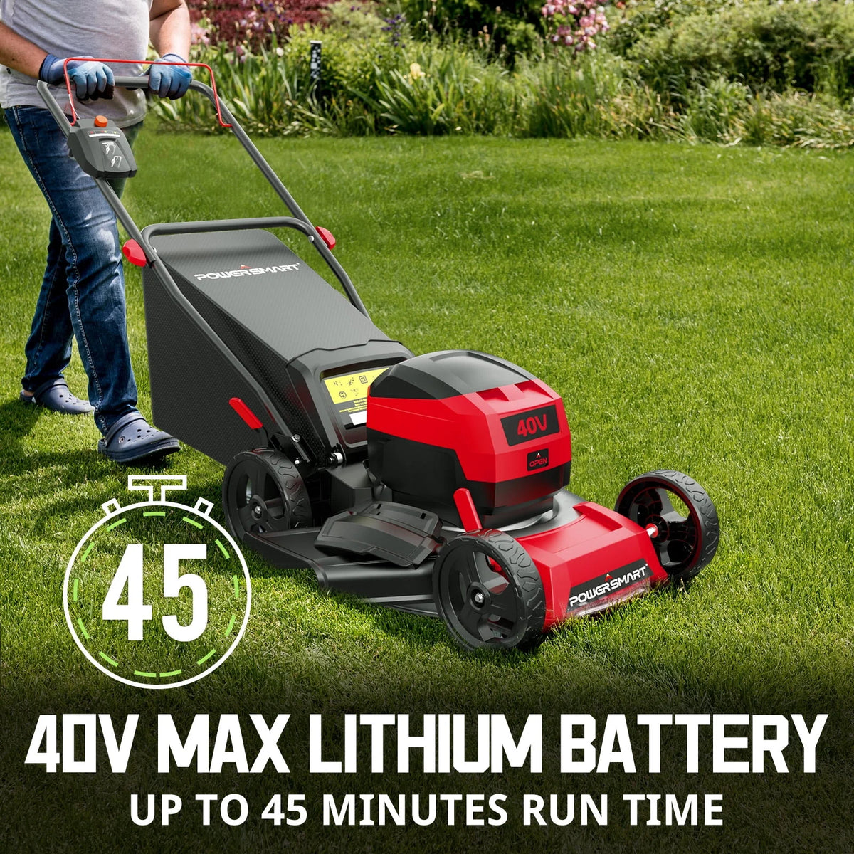 40V 17-inch Cordless Brushless Electric Push Lawn Mower W4015
