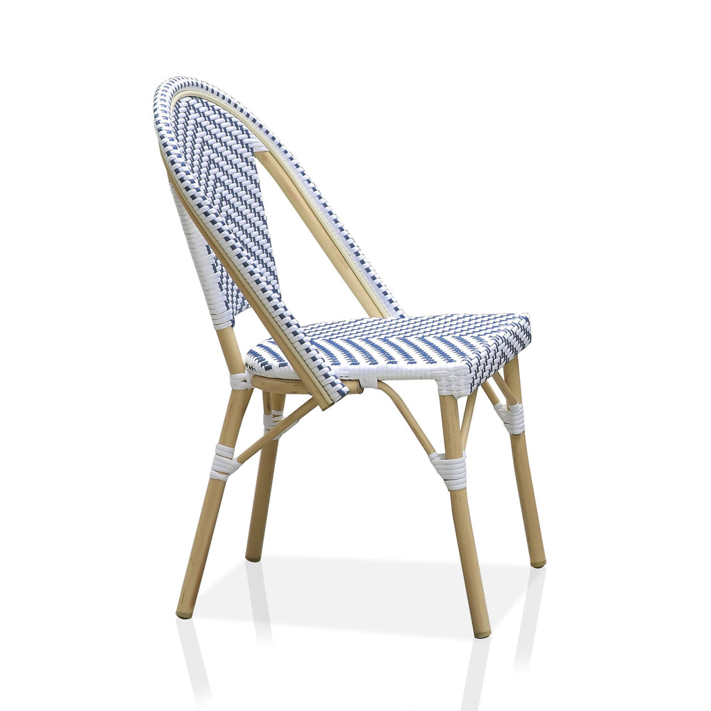 Natural Tone Patio Bistro Chairs (Set of 2) - Blue & White X385