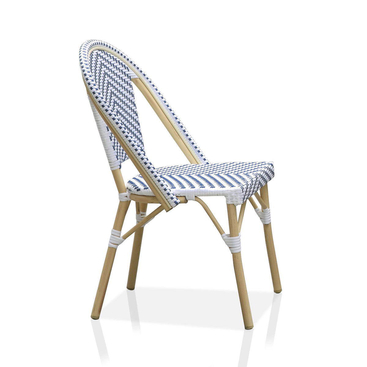 Natural Tone Patio Bistro Chairs (Set of 2) - Blue & White X385