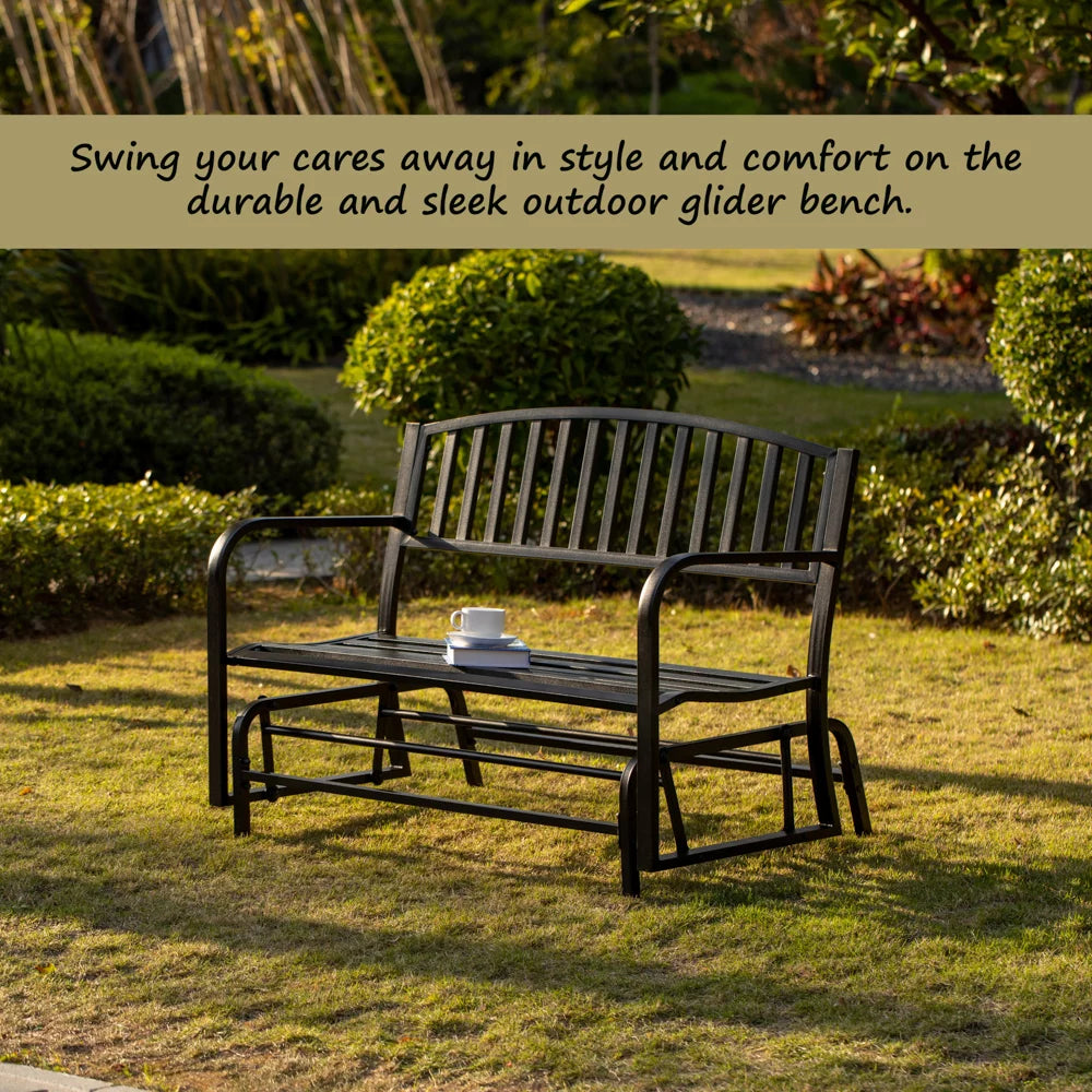 Black Steel Outdoor Swing Bench C885