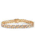 Yellow Gold-Plated Diamond Accent Curb-Link Bracelet 9.5" Z2658