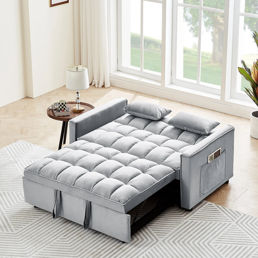 Black Velvet 3 in 1 Sleeper Sofa Bed V1345