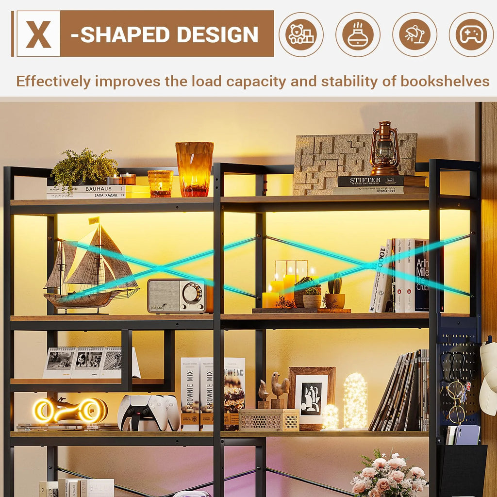 5-Tier Convertible Corner Bookshelf with Storage Y454450