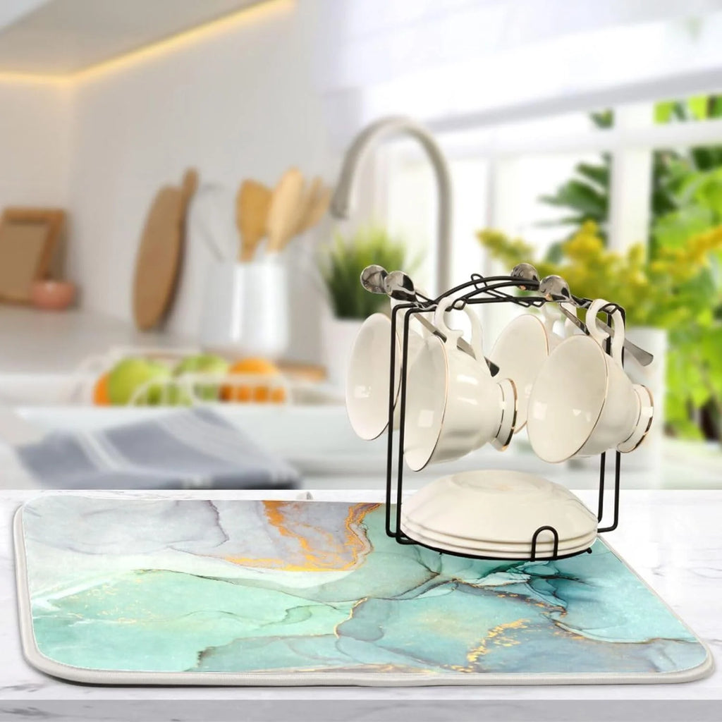Abstract Marble Dish Drying Mat, 18x24Inch J2508