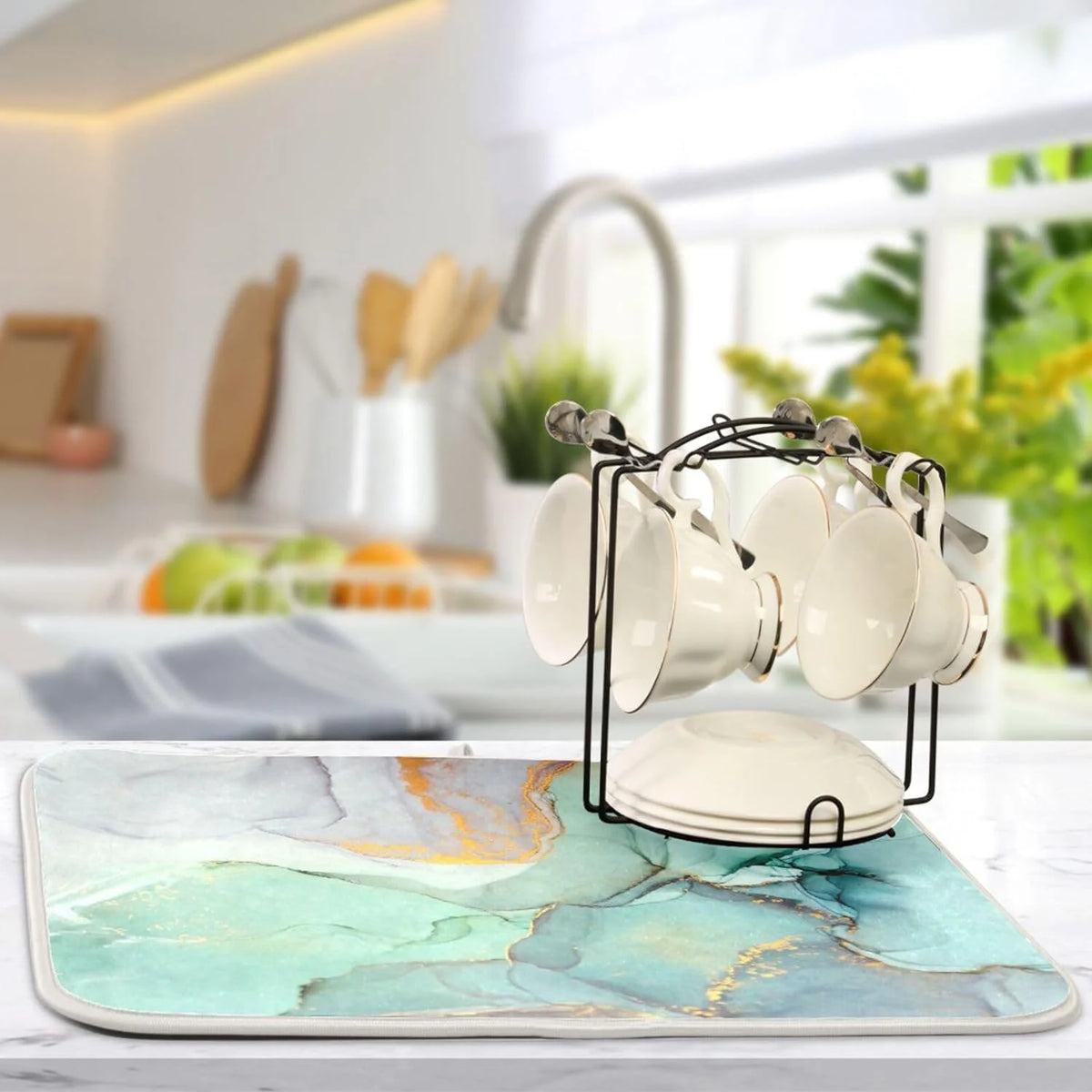 Abstract Marble Dish Drying Mat, 18x24Inch J2508